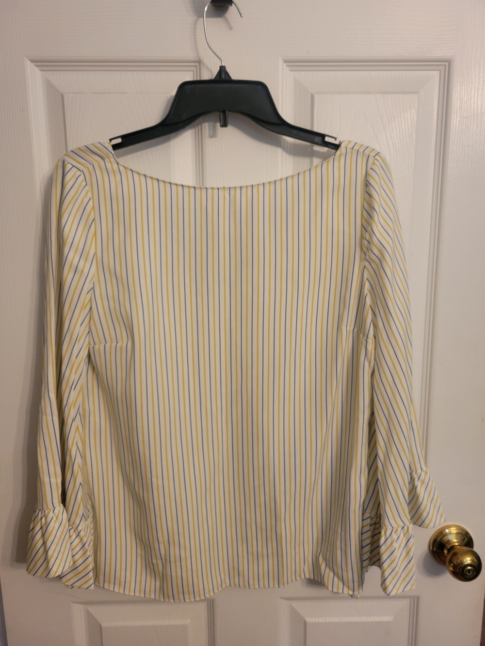 Massimo Dutti Cream Blouse with Yellow and Blue Stripes